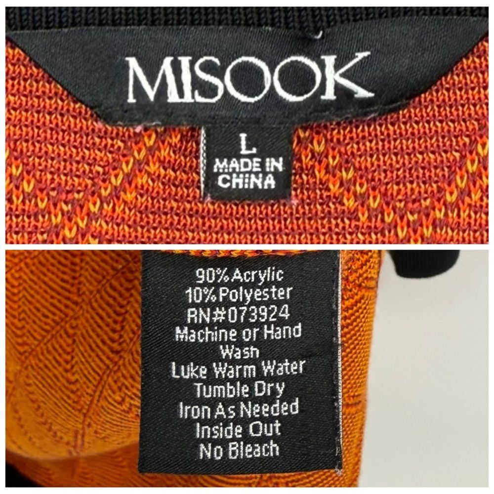 Misook Ombre Knit 3/4 Sleeve Cardigan Jacket | Orange Ombre w/Black Trim | Large - Picture 5 of 5